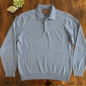 Tasso Elba | Blue 100% Fine Cashmere Polo Collar Sweater, Size M
